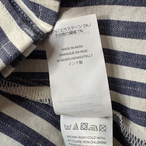 Madewell SZ 2 Midi Dress Striped 3/4 Sleeve Pockets Cutout Tie Button Front New - Picture 12 of 13